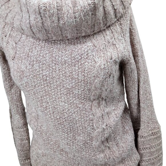 Sleeping On Snow Beige Cowl Neck Cable Neck Puff Sleeve Sweater Size XS Anthro - Picture 4 of 13